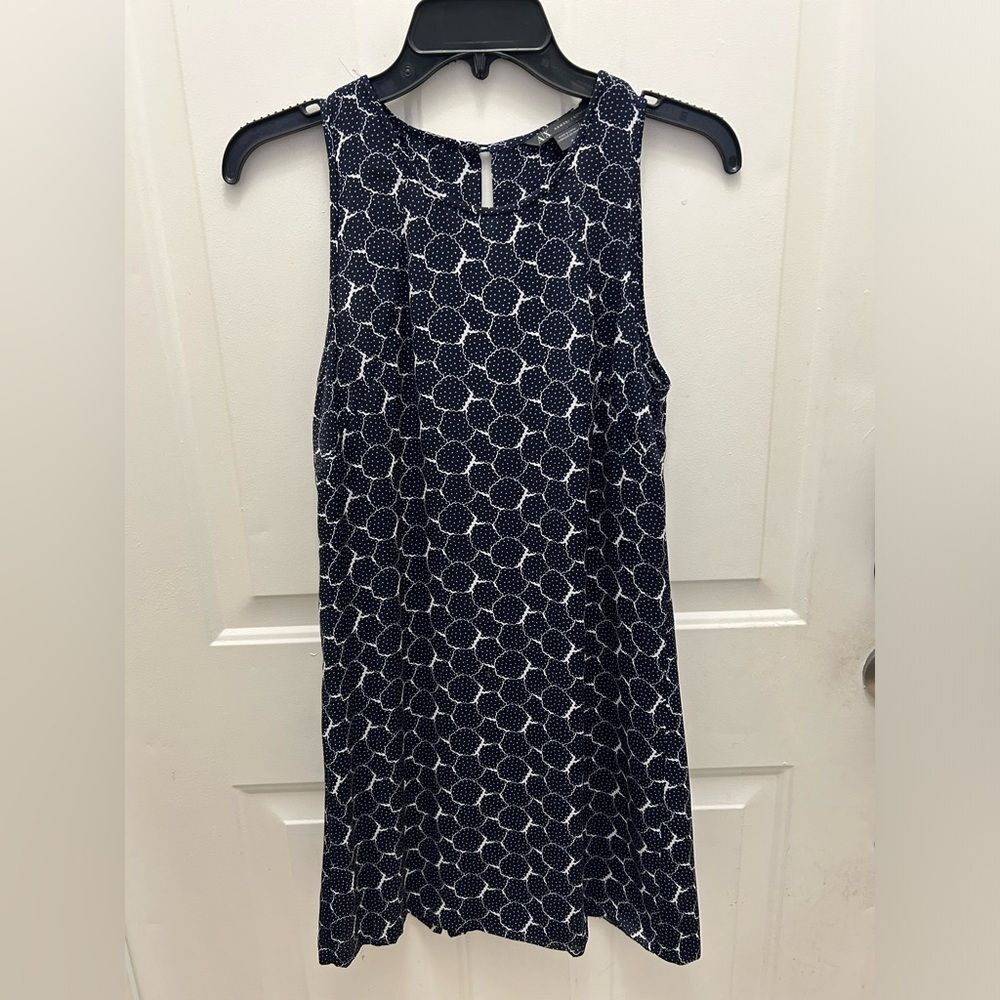 Armani Exchange geometric print in Navy Blue & White mini halted dress
